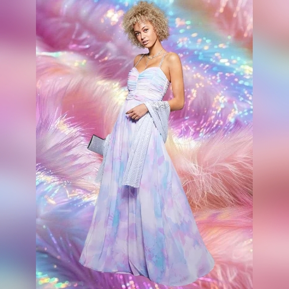 Trixxi Juniors Embellished Strap Tie-Dye Gown - Picture 1 of 16